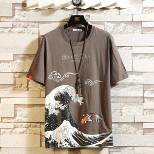Funny Anime Print Oversized Men T Shirt Hip-Hop